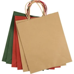 Presentpåse kraftpapper 3 färger 6-pack