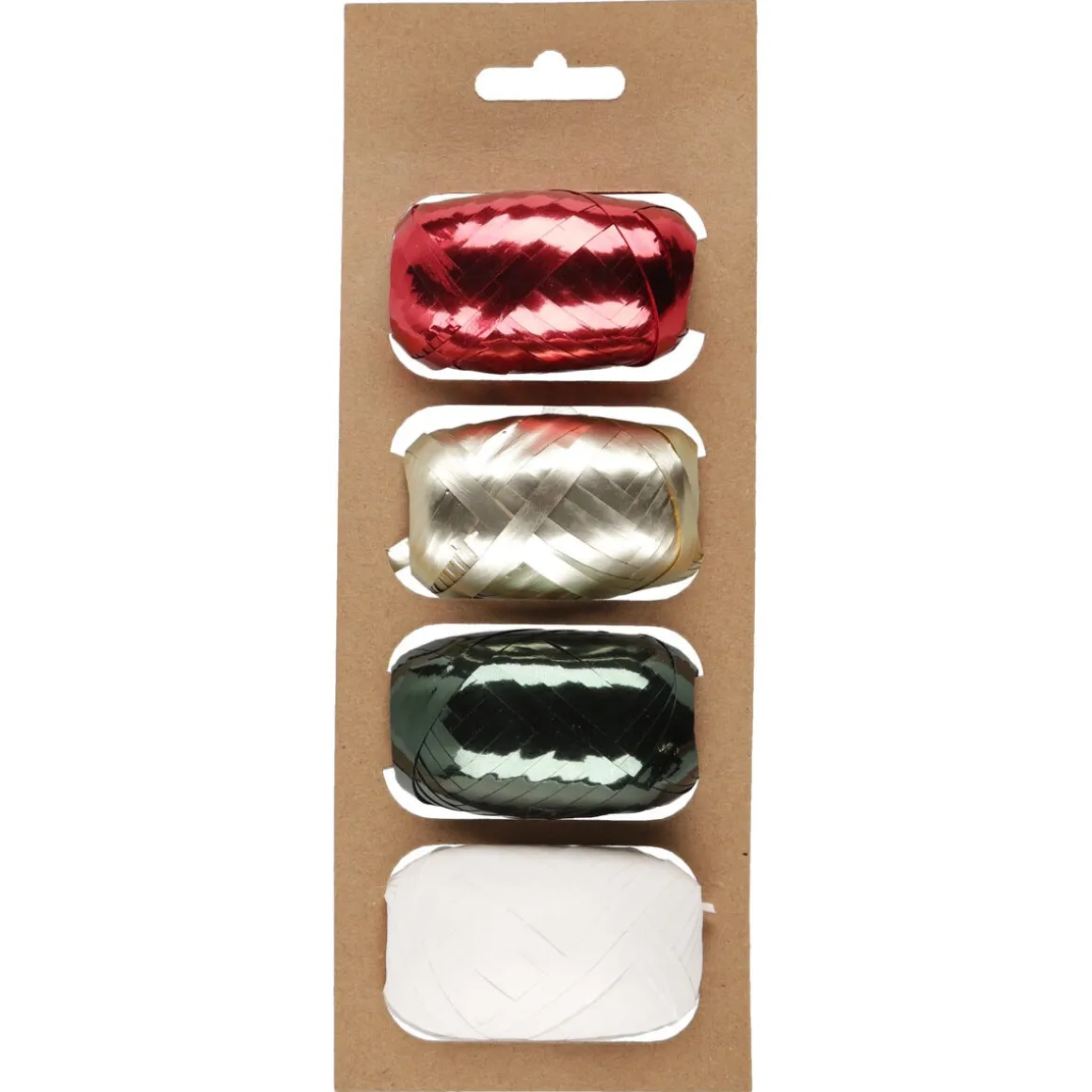 Presentsnöre plast röd/guld/grön/vit 5 mm x 20 m 4-pack