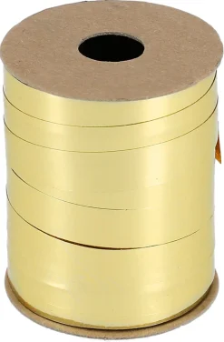 Presentsnöre på rulle, plast, guld, 20 m