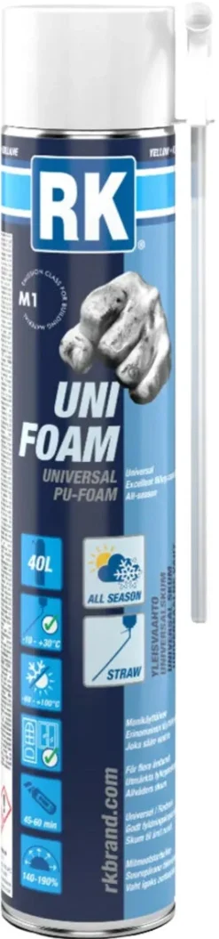 RK Uni Foam fogskum, isolering och tätning, 750 ml