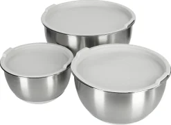 Rostfria skålar med lock, 3-pack