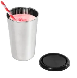 Rostfri mugg med tättslutande silikonlock, 30 cl, Modernum