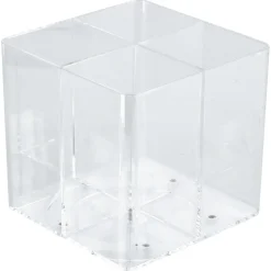 Roterande pennställ 4-fack klar plast 11,5x12 cm