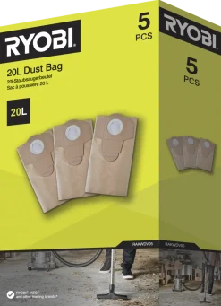 Ryobi dammsugarpåsar 20 liter RAKWDV05, 5-pack