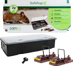 SafeTrap musfälla med 2 Snap-trap-fällor mot mus