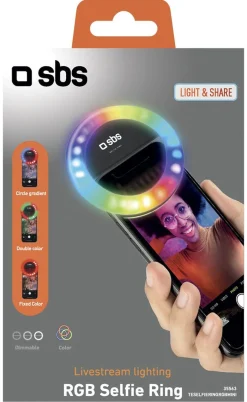 SBS RGB Selfie Ring Light mobil, vitt och färgat ljus