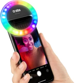 SBS RGB Selfie Ring Light mobil, vitt och färgat ljus