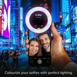SBS RGB Selfie Ring Light mobil, vitt och färgat ljus