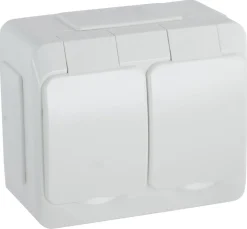 Schneider Aqua 2-vägs utanpåliggande vägguttag IP44