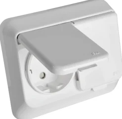 Schneider Exxact 2-vägsinfällt vägguttag med lock, IP44