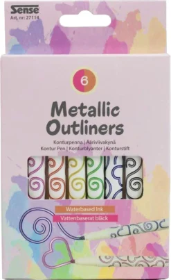 Sense Fantasy Outliner metallic fiberpennor, 6-pack