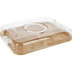 Serveringsbricka i bambu med lock, 39 cm