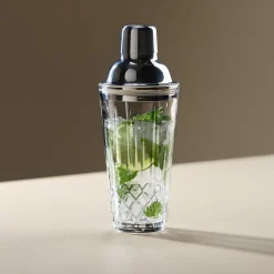 Shaker drink och cocktail, glas och rostfritt stål, 400 ml