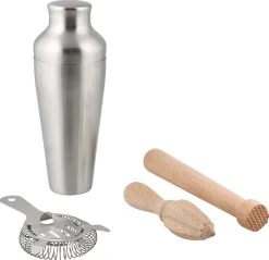 Shaker set, 4 delar, rostfritt stål och trä
