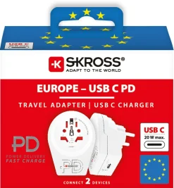 Skross C20PD USB-C World to Europe reseadapter