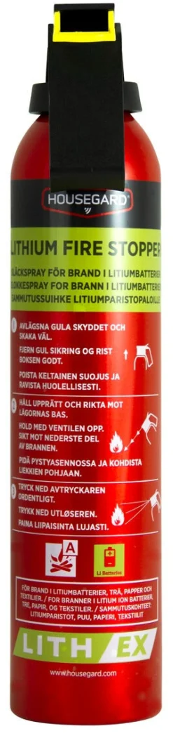 Släckspray Housegard AVD Lith-EX för brand i batterier