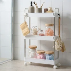 Smal rullvagn med 3 lådor, vit