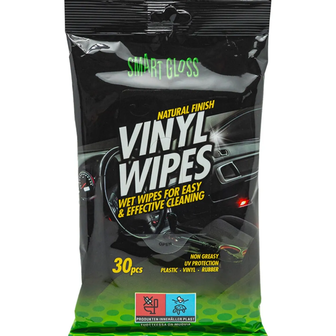 Smart Gloss våtservetter bil, vinyl, 30-pack