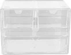 Sminkförvaring med 4 lådor, byrå, klar plast