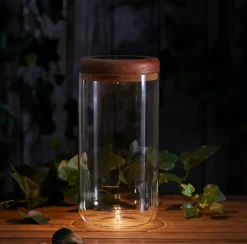 Solcellslykta glas och trä