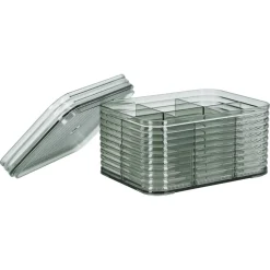 Stapelbar förvaringslåda med lock och fack, transparent grön