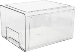 Stapelbar kylskåpsförvaring med låda, transparent