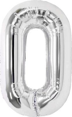 Stor sifferballong silver 82 cm, 0-9, 1-pack