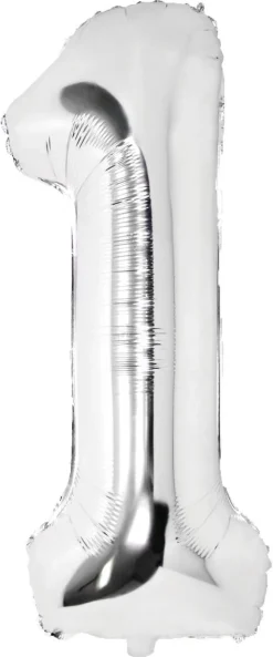 Stor sifferballong silver 82 cm, 0-9, 1-pack