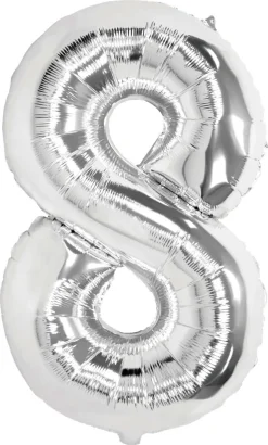 Stor sifferballong silver 82 cm, 0-9, 1-pack