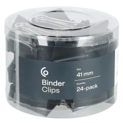 Stora pappersklämmor metall svart 41 mm 24-pack