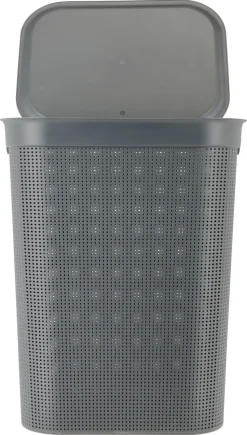 Stor tvättkorg med lock och handtag, 50 l