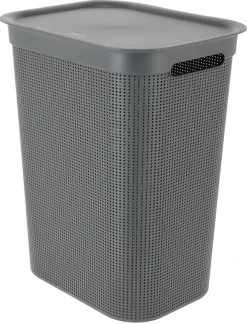 Stor tvättkorg med lock och handtag, 50 l