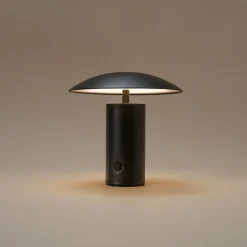 Tage laddningsbar bordslampa metall svart, 20 cm, Northlight