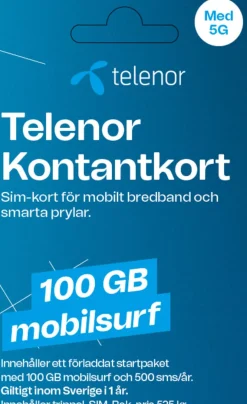 Telenor kontantkort Prepaid Surf 100 GB, 1 år