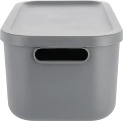 Tidy förvaringslåda med lock, återvunnen plast, grå