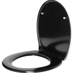 Toalettsits mjukstängande svart, duroplast