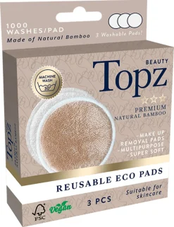 Topz Beauty Reusable Eco Pads flergångspads, 3-pack