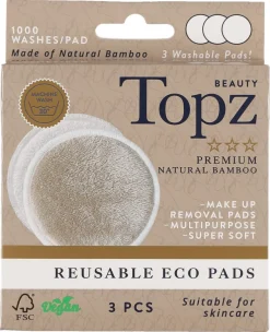 Topz Beauty Reusable Eco Pads flergångspads, 3-pack