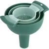 Tratt med sil, plast, stapelbar, 3-pack
