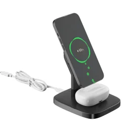 Trådlös magnetisk Qi2 laddare iPhone och AirPods, svart