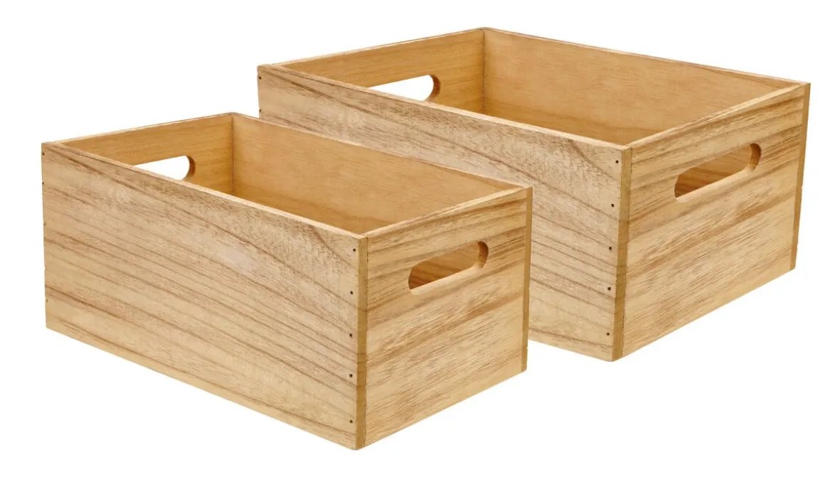 Trälådor med handtag, 2-pack