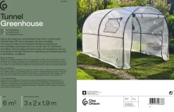 Tunnelväxthus plast 6 m2, 3 x 2 x 1,9 m