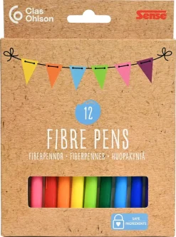 Tuschpennor med tunn spets, 12-pack, från 3 år
