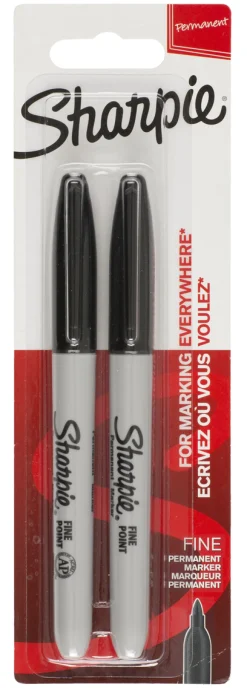 Tuschpennor Sharpie Svart Fine, 2-pack