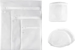Tvättpåsar med dragkedja, vit, 6-pack