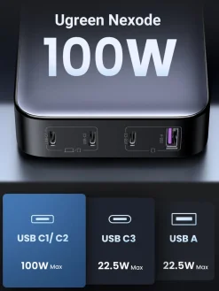 Ugreen Nexode USB-C bordsladdare 100 W 4 portar, GaN
