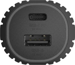 Unisynk Dual billaddare 12, 24 V, USB-C / USB-A, svart