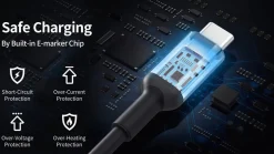 USB-A- till USB-C-kabel med display 60 W, 1 m