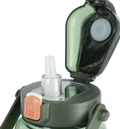 Vattenflaska 1,5 liter, sugrör och måttskala, grön