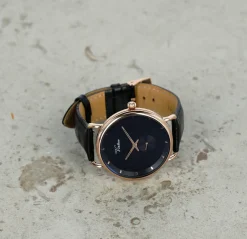 Virtue armbandsur analogt, svart och roséguld